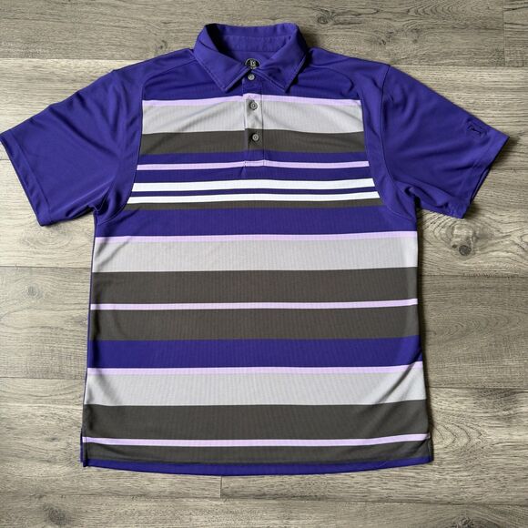 PGA Tour Other - PGA Tour Pro Series Men's Purple & Gray Striped Golf Polo Shirt - Size Large